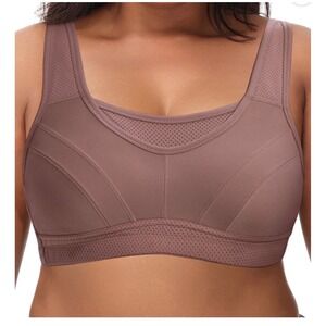 Deyllo Women's Sports Bra High Impact Full Support No pad Wireless Workout 36D